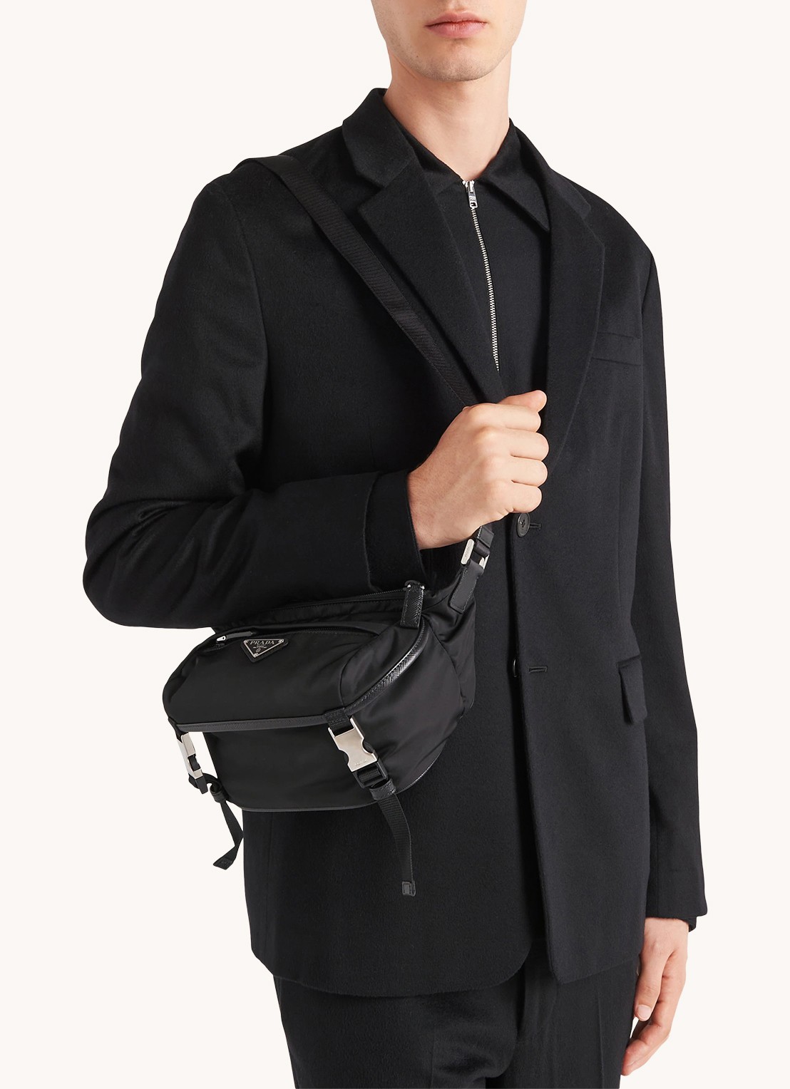 Prada Schoudertas van leer - detail 5 zwart