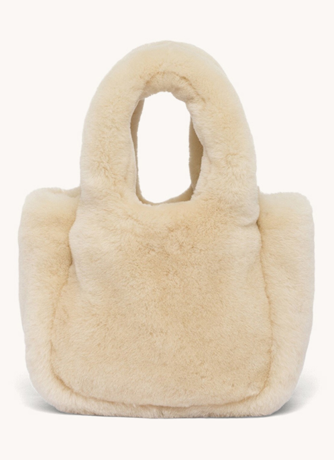 Prada Shearling mini handtas met schapenvacht - achterkant 5 creme