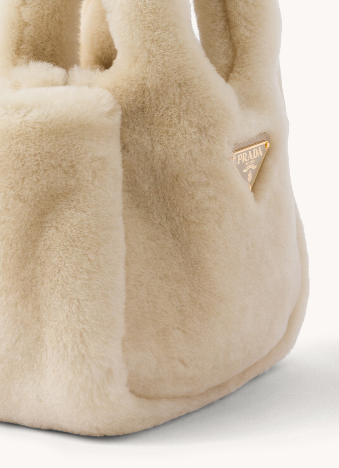 Prada Shearling mini handtas met schapenvacht - detail 2 creme