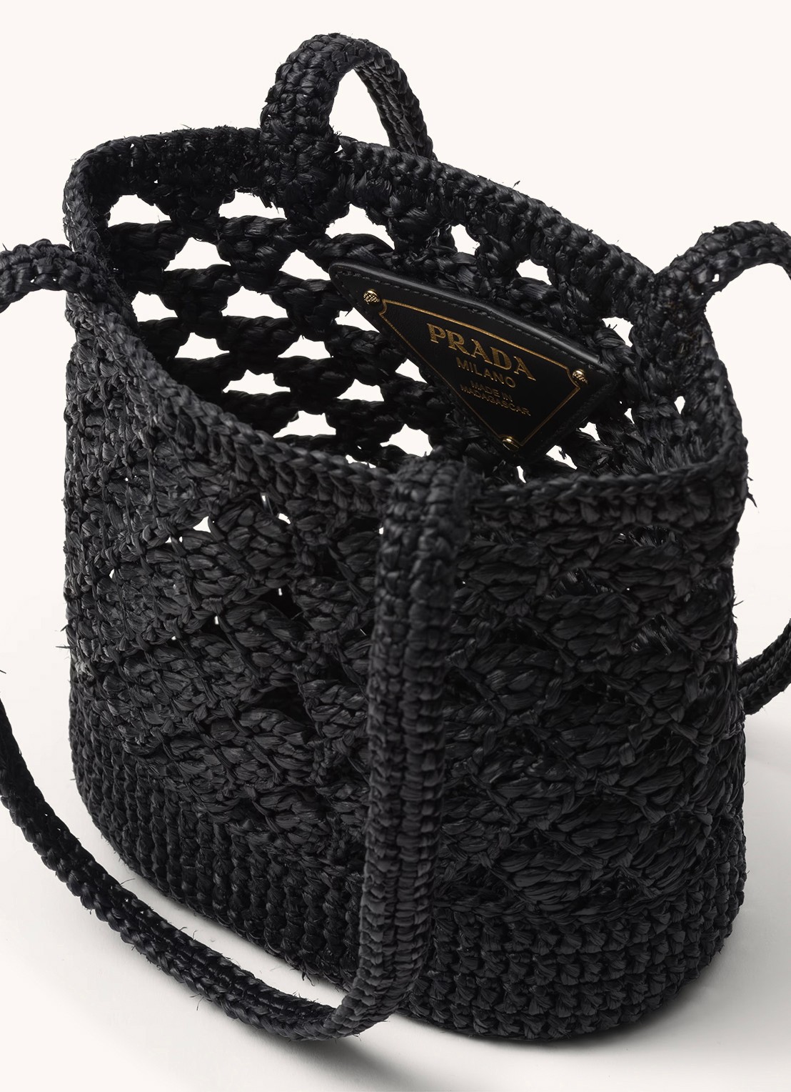 Prada Shopper van crochet met logo - detail 2 zwart