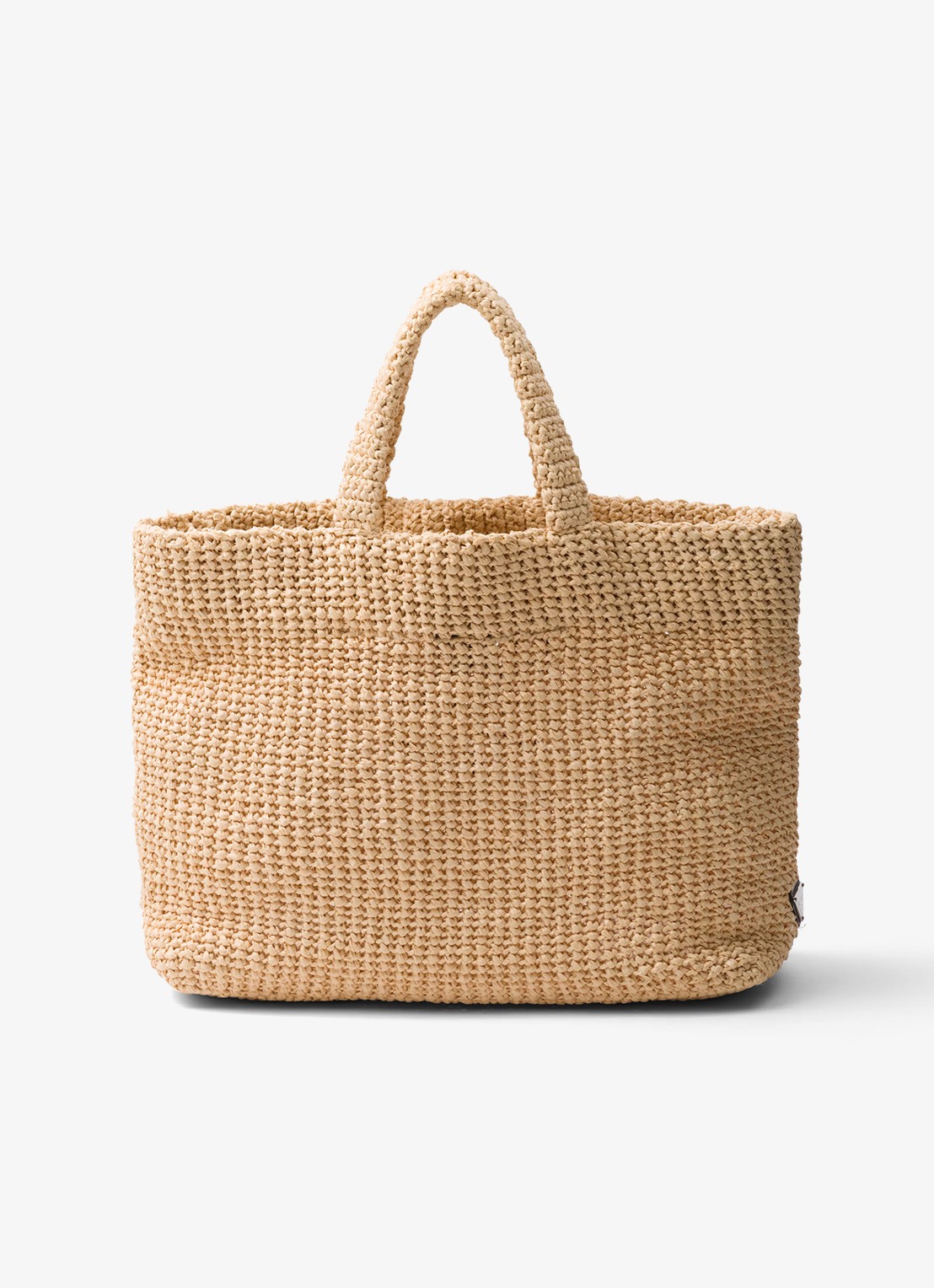 Prada Shopper van crochet met logo - achterkant lichtbruin