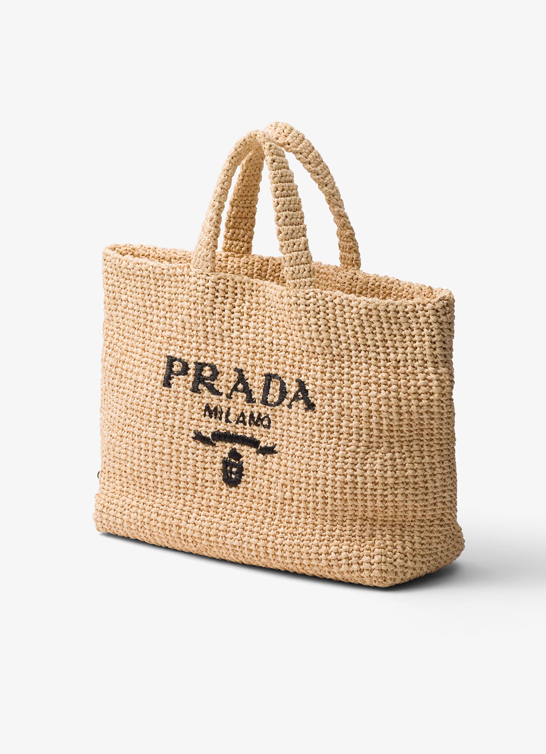 Prada Shopper van crochet met logo - detail 2 lichtbruin