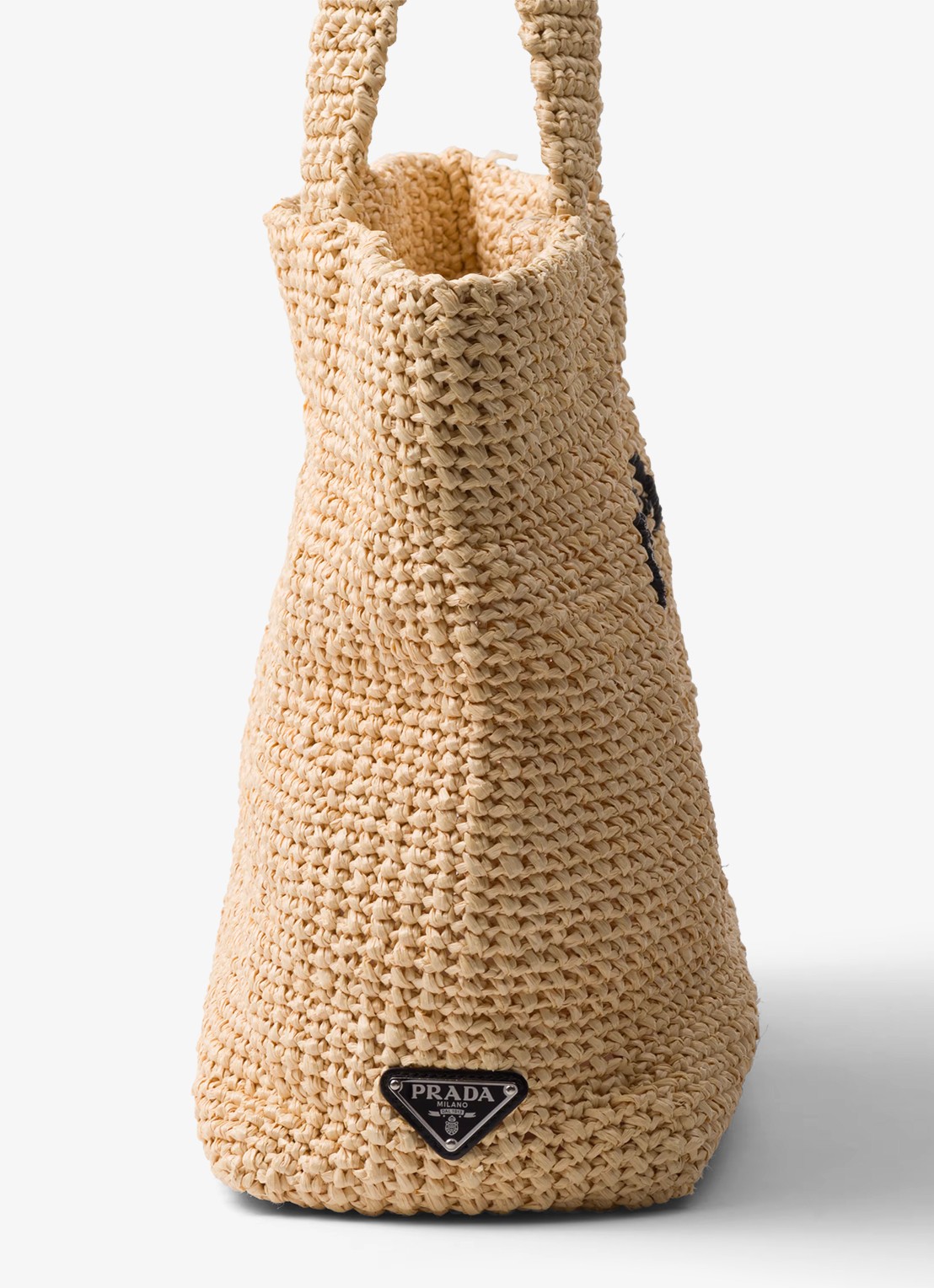 Prada Shopper van crochet met logo - detail 3 lichtbruin