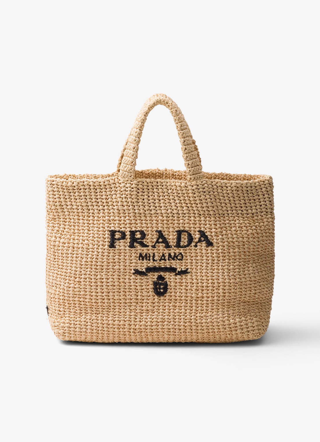 Prada Shopper van crochet met logo - voorkant 6 lichtbruin