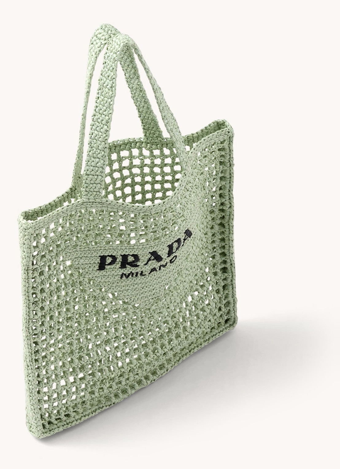 Prada Shopper van raffia - achterkant mint