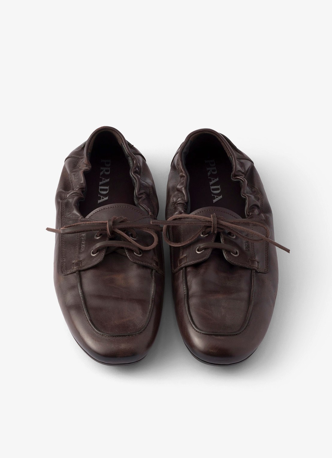 Prada Shuffle bootschoen van kalfsleer - detail bruin