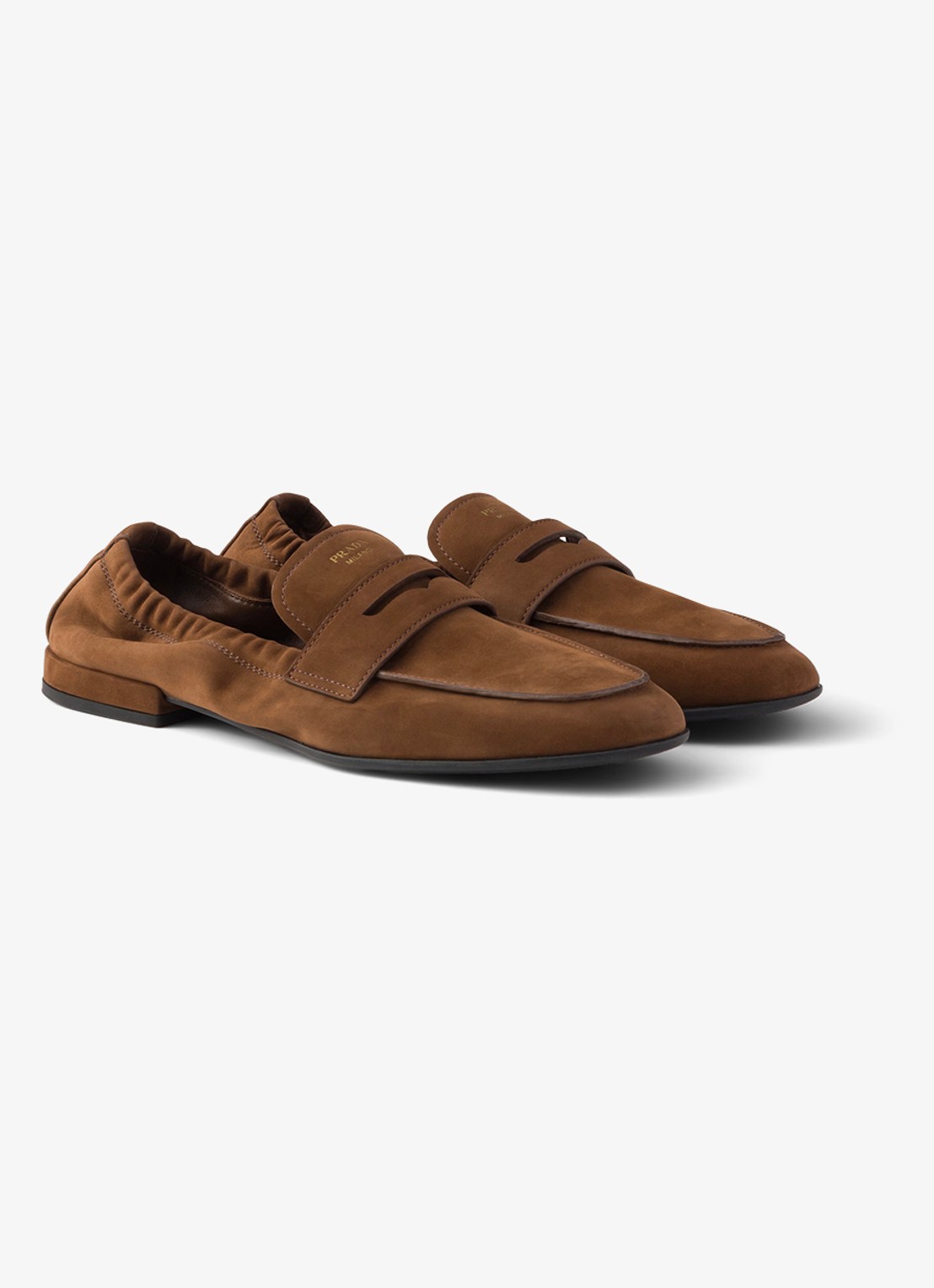 Prada Shuffle loafer van nubuck - voorkant 6 bruin