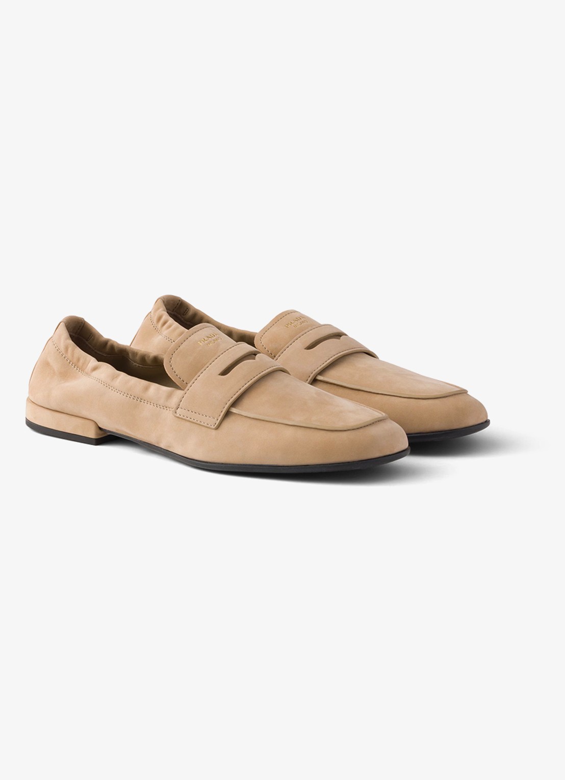 Prada Shuffle loafer van nubuck - voorkant 2 beige