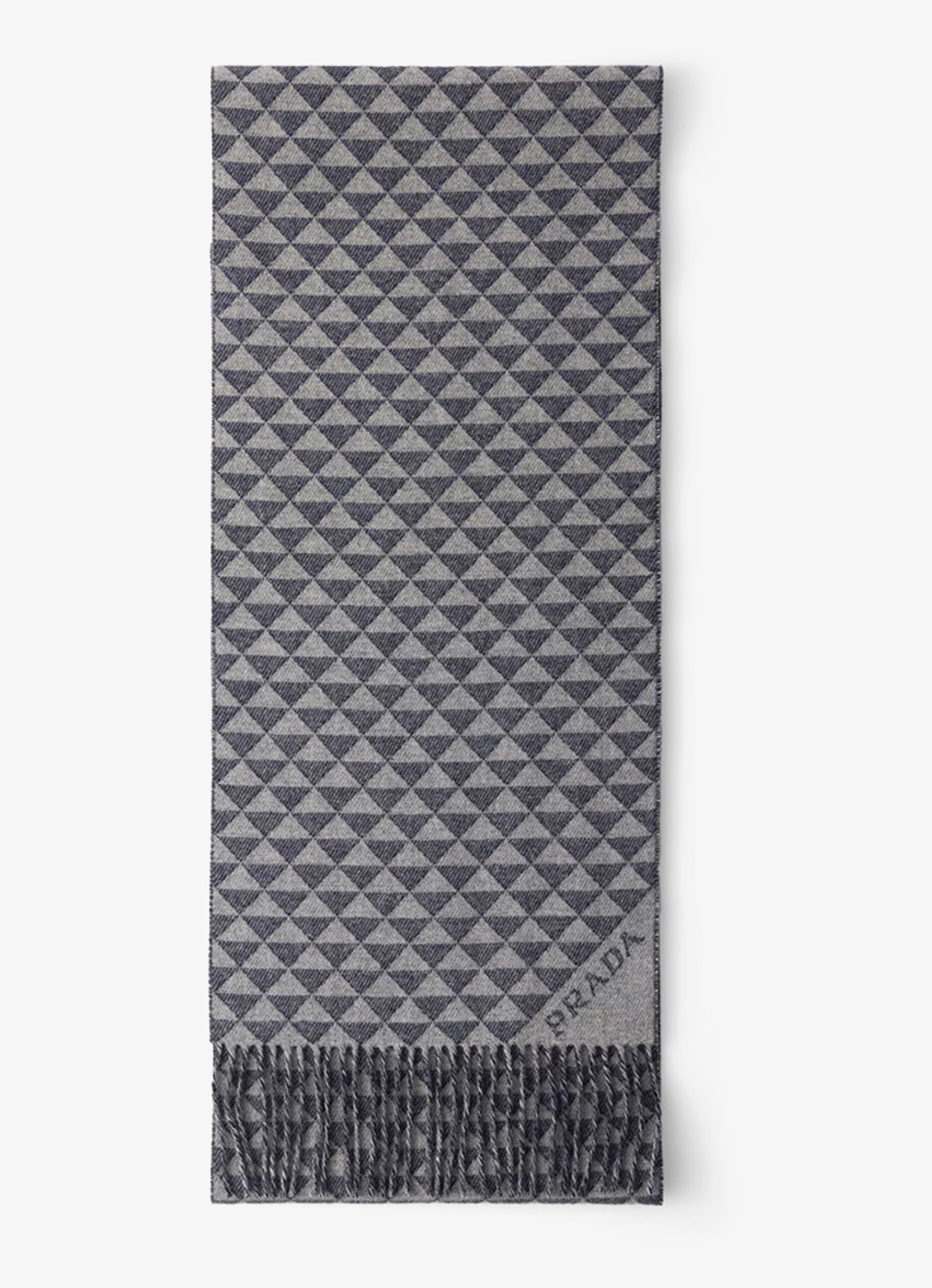 Prada Sjaal in kasjmierblend met grafische print 190 x 30 cm - voorkant 2 donkerblauw