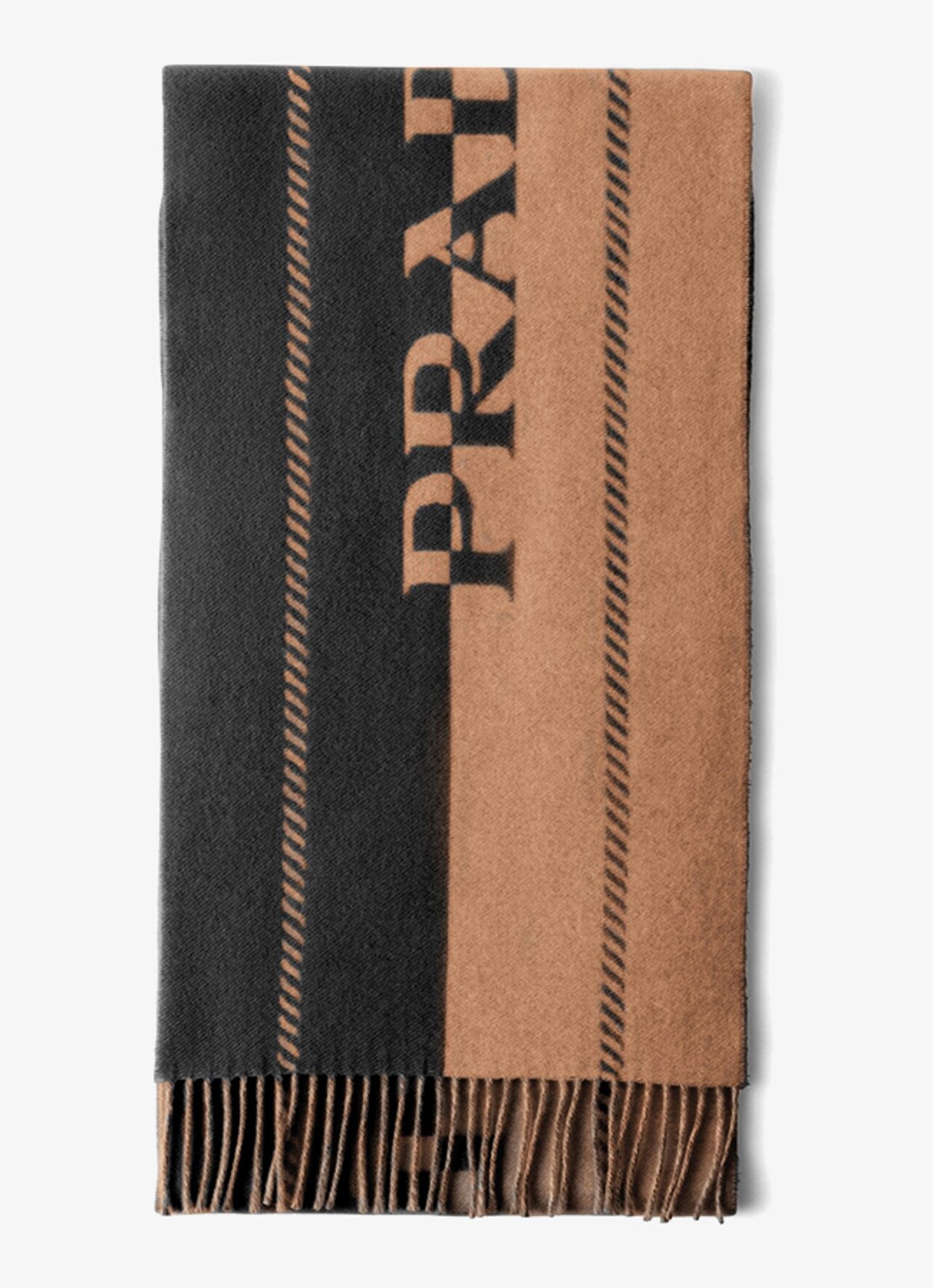 Prada Sjaal van wol met logo 178 x 35 cm - voorkant bruin