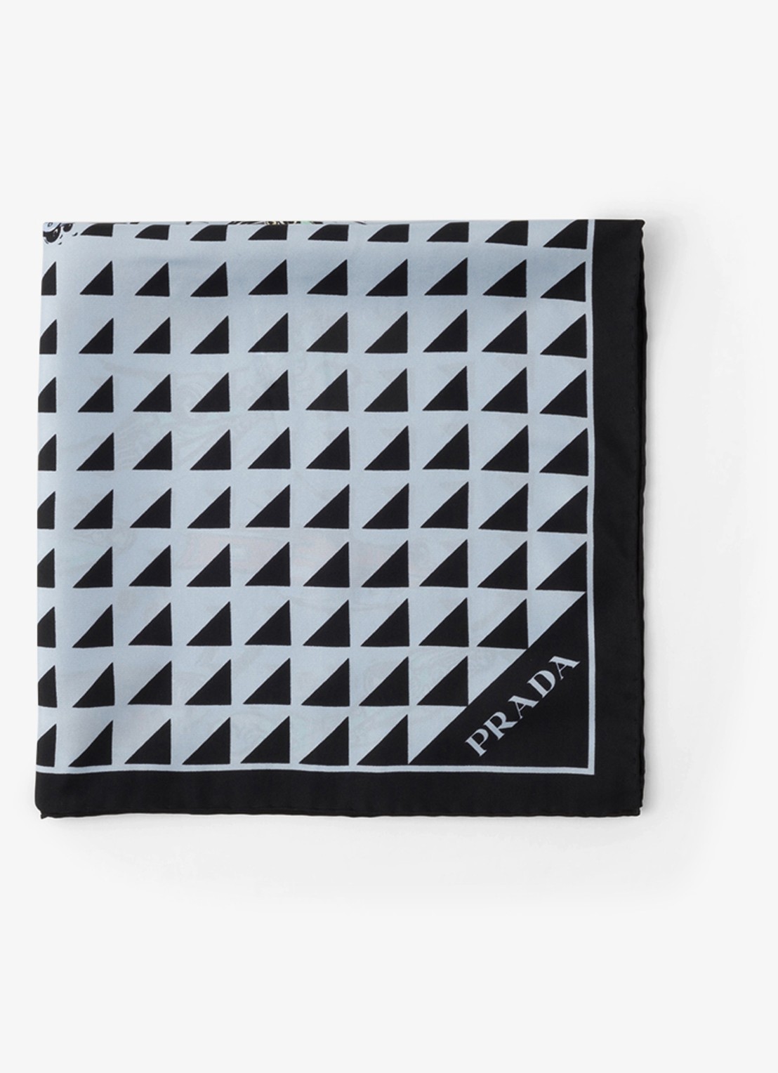 Prada Sjaal van zijde 55 x 55 cm - voorkant 2 lichtblauw