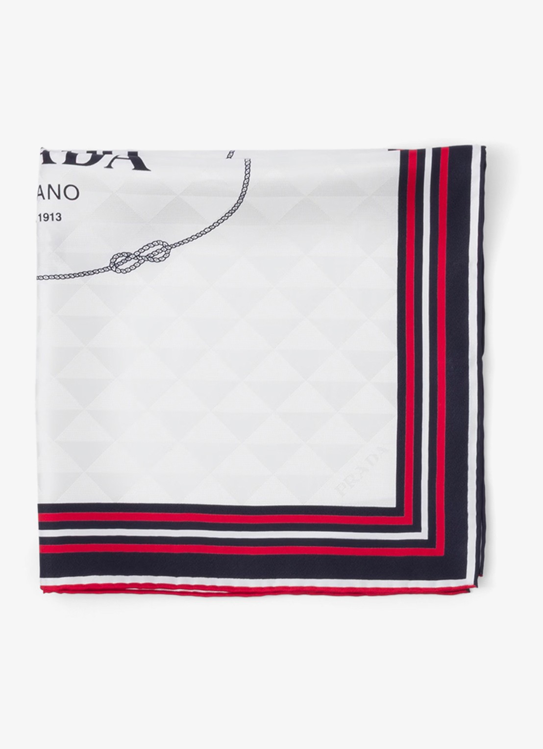 Prada Sjaal van zijde met logoprint 55 x 55 cm - detail gebroken wit