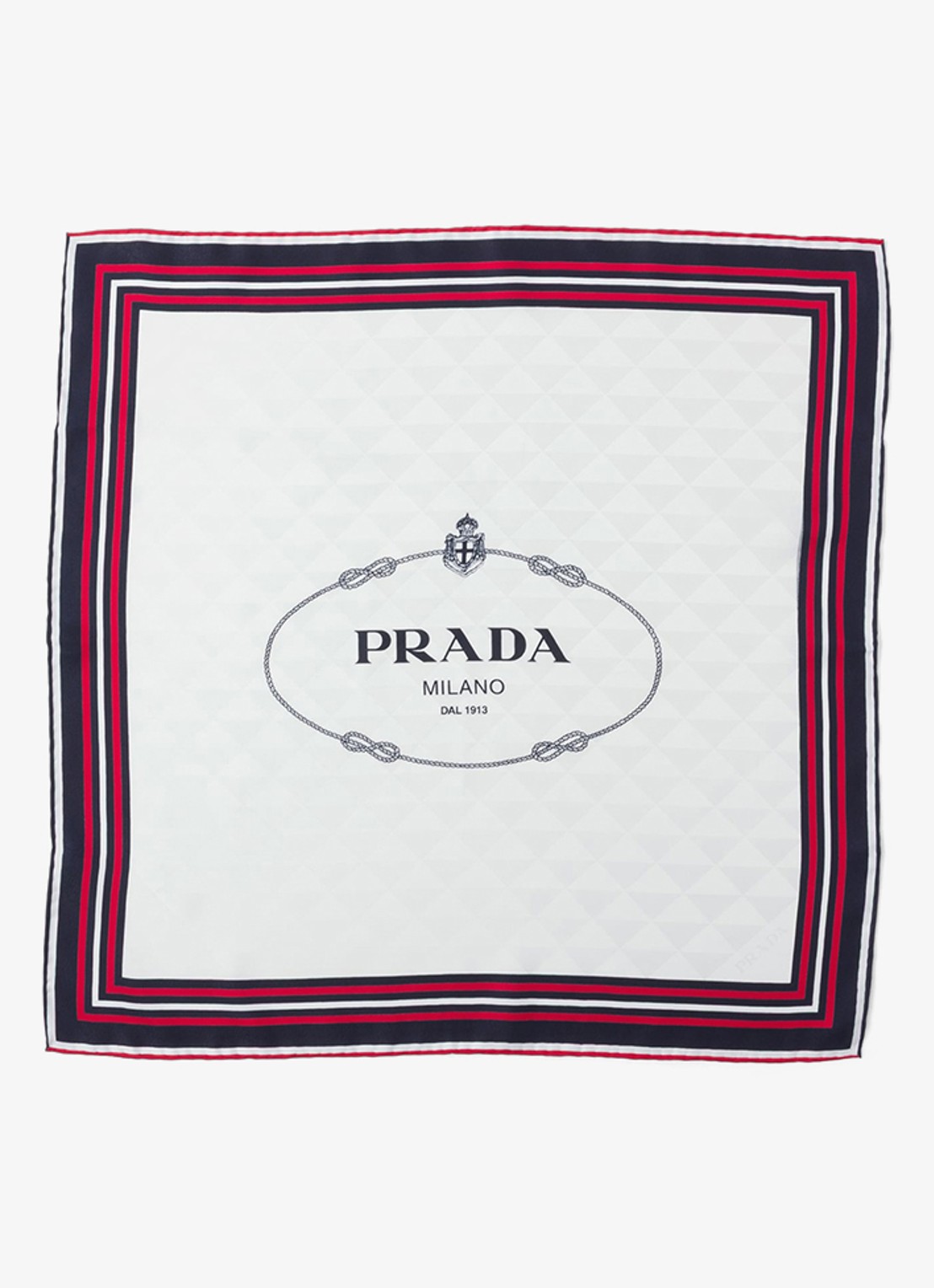 Prada Sjaal van zijde met logoprint 55 x 55 cm - voorkant 3 gebroken wit