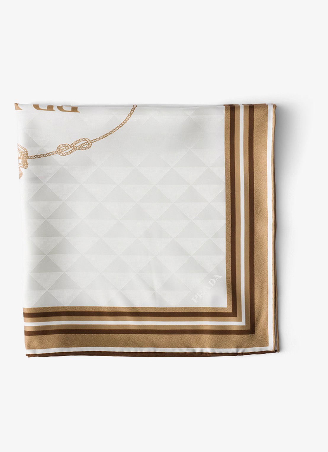 Prada Sjaal van zijde met logoprint 55 x 55 cm - detail 2 beige