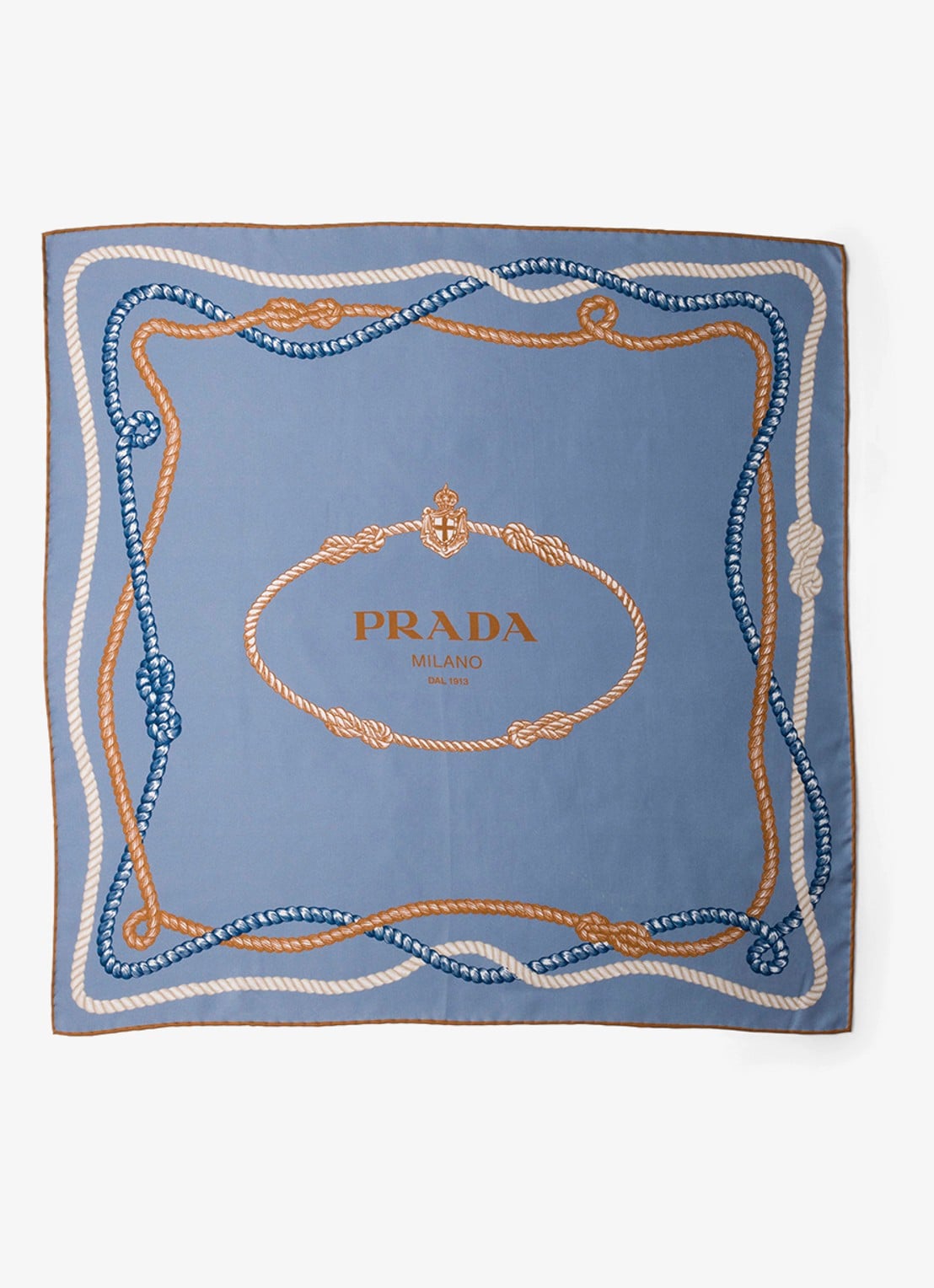 Prada Sjaal van zijde met print 55 x 55 cm - voorkant 2 blauw