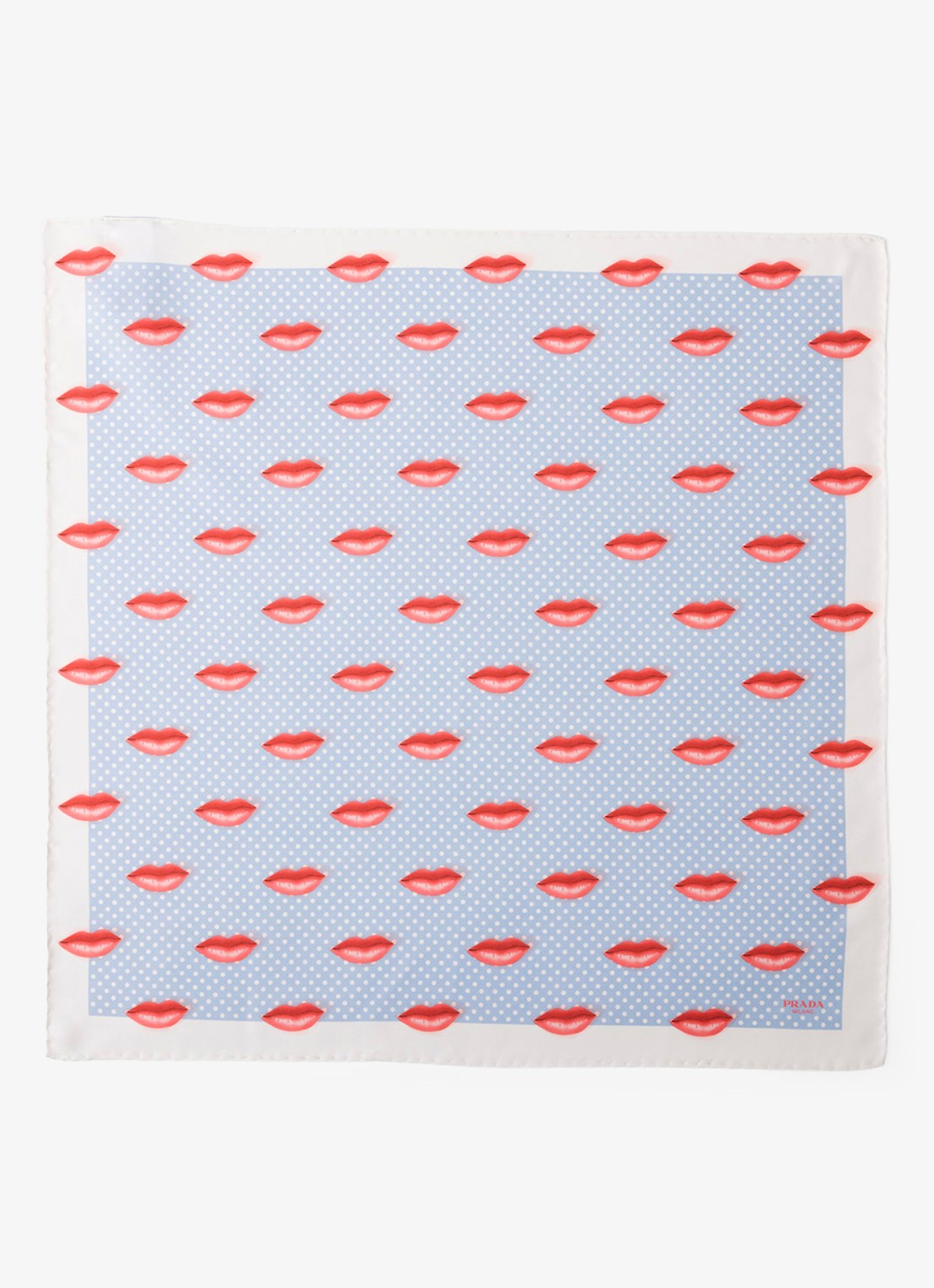 Prada Sjaal van zijde met print 55 x 55 cm - voorkant 2 blauw