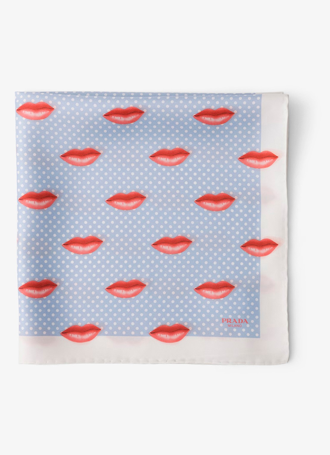 Prada Sjaal van zijde met print 55 x 55 cm - voorkant 3 blauw