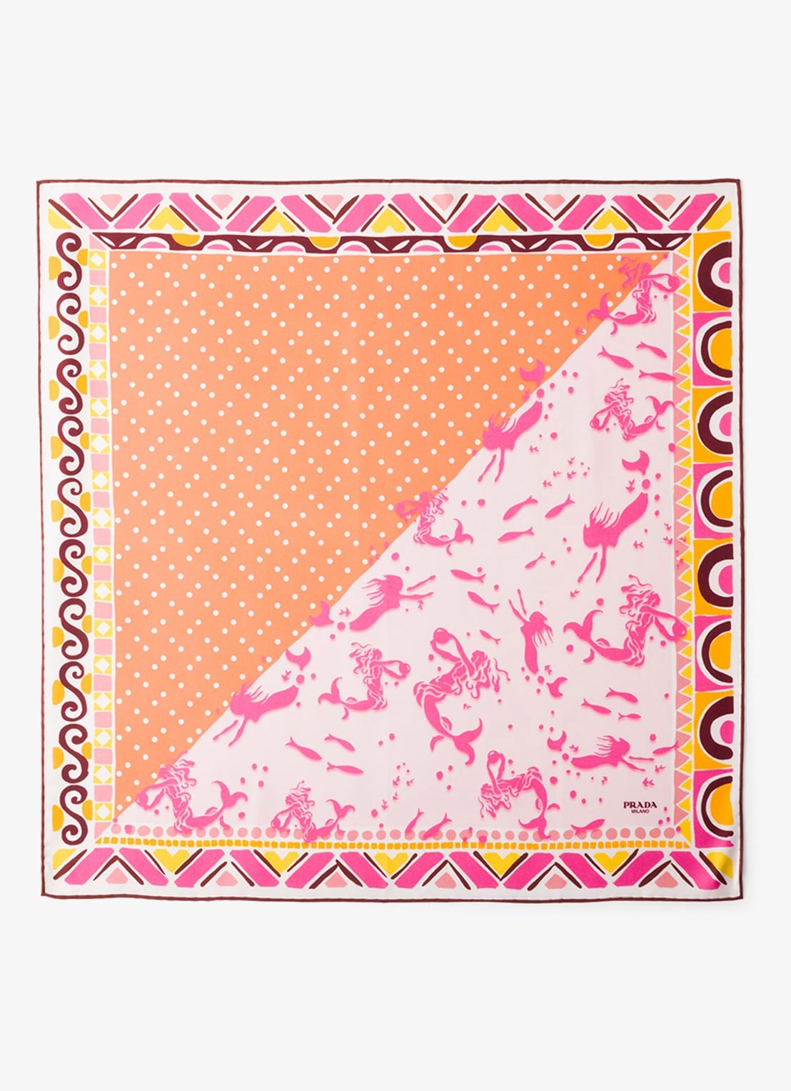 Prada Sjaal van zijde met print 55 x 55 cm - voorkant 2 roze