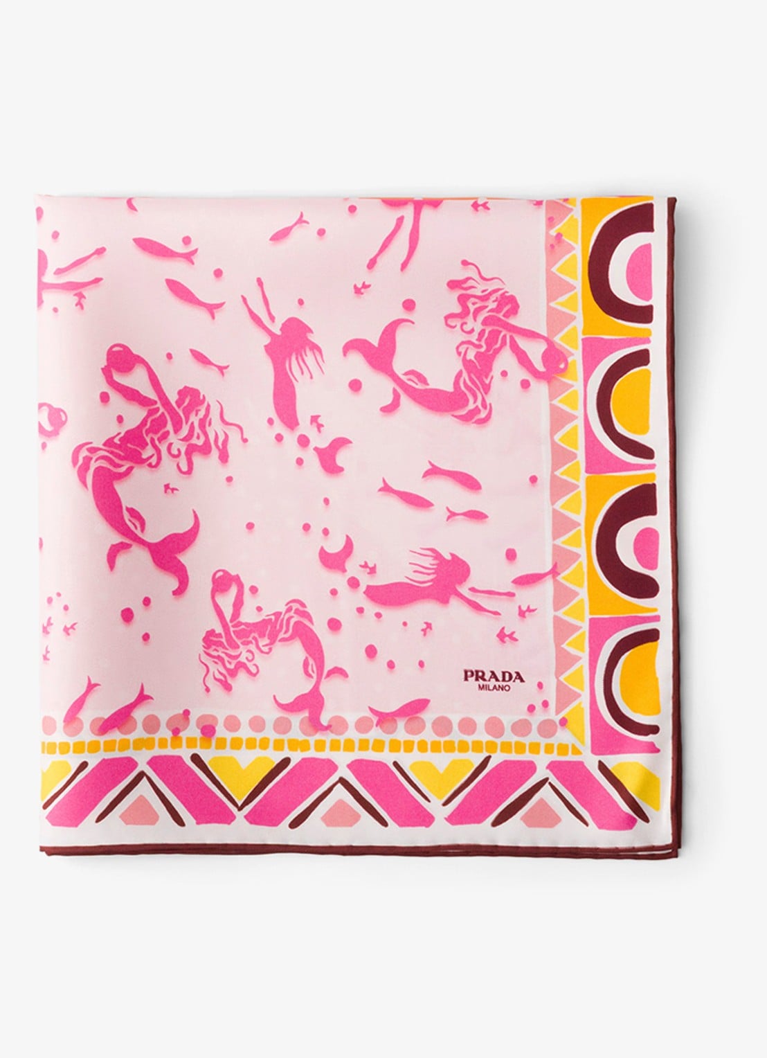 Prada Sjaal van zijde met print 55 x 55 cm - voorkant 3 roze