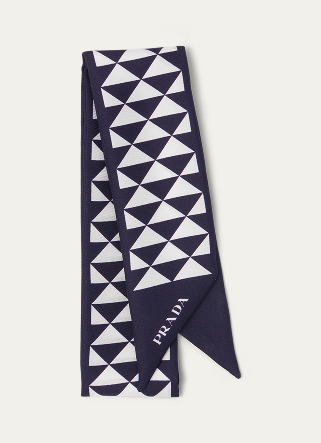 Prada Sjaal van zijde met print 85 x 5 cm - voorkant blauw