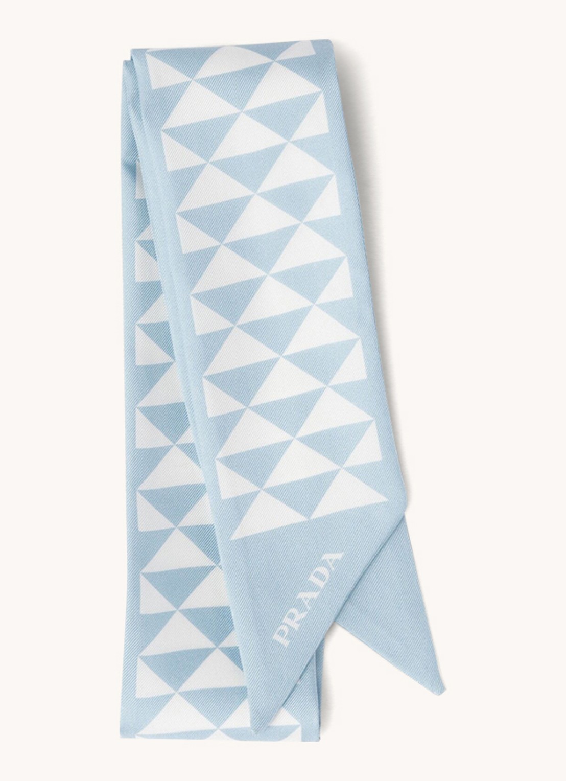 Prada Sjaal van zijde met print 85 x 5 cm - voorkant lichtblauw
