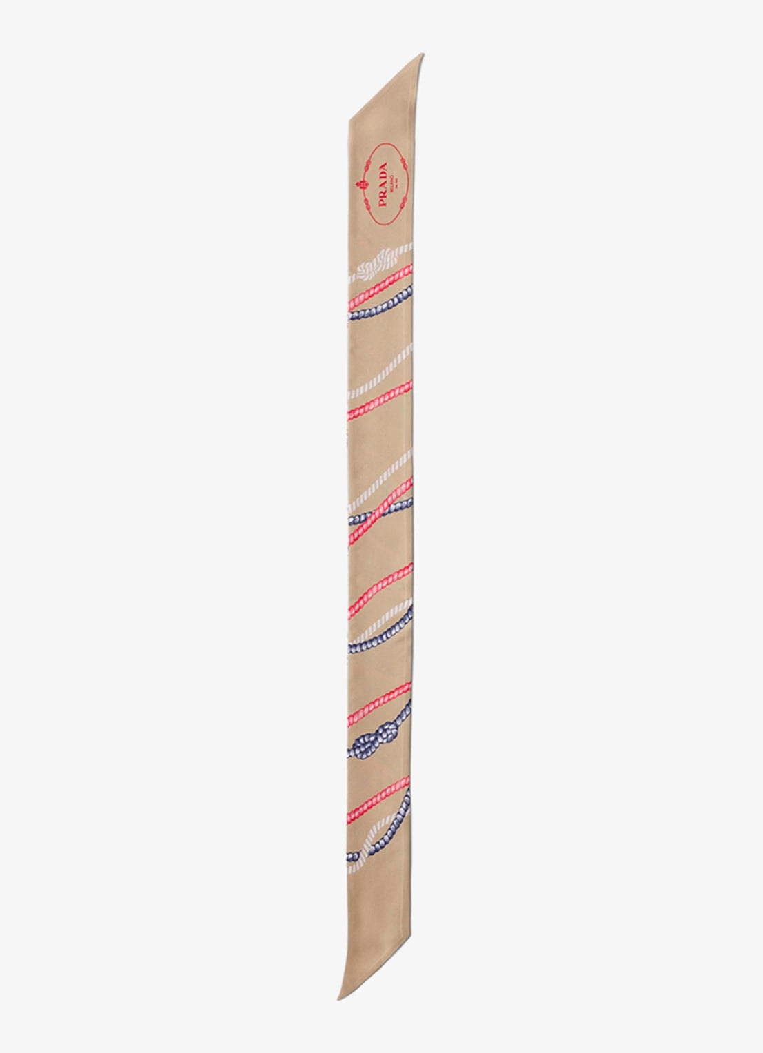 Prada Sjaal van zijde met print 85 x 6 cm - voorkant beige