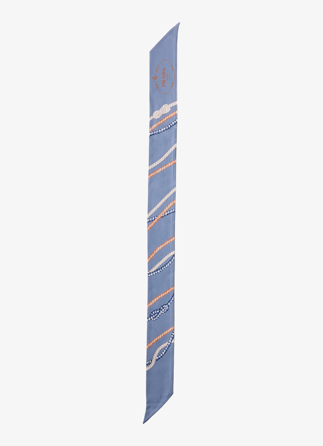 Prada Sjaal van zijde met print 85 x 6 cm - voorkant 2 lichtblauw