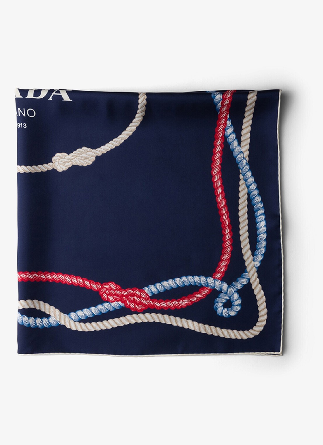 Prada Sjaal van zijde met print 90 x 90 cm - voorkant 3 donkerblauw