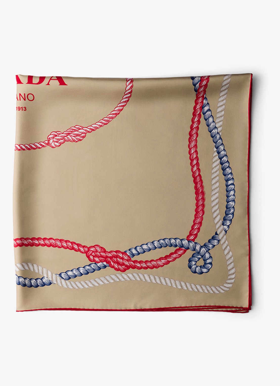 Prada Sjaal van zijde met print 90 x 90 cm - voorkant 3 beige