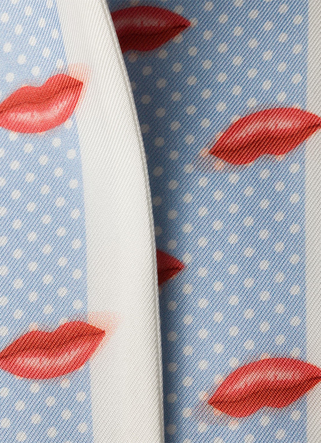 Prada Sjaal van zijde met print - detail lichtblauw