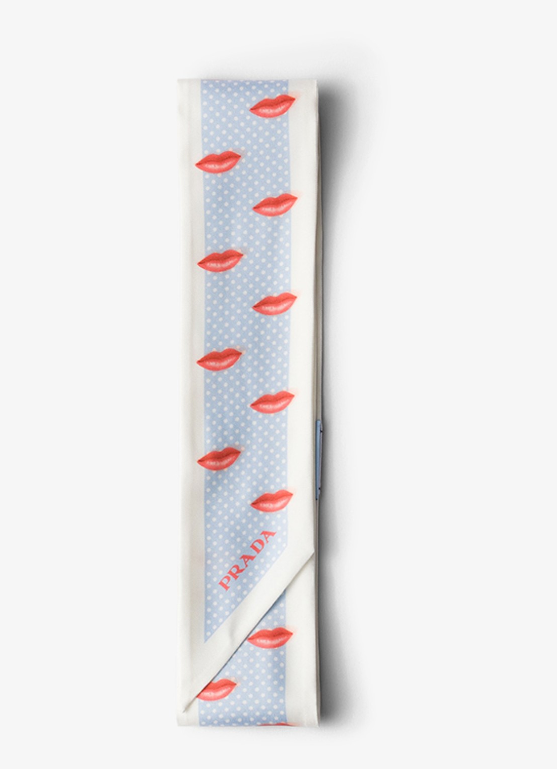 Prada Sjaal van zijde met print - voorkant 3 lichtblauw