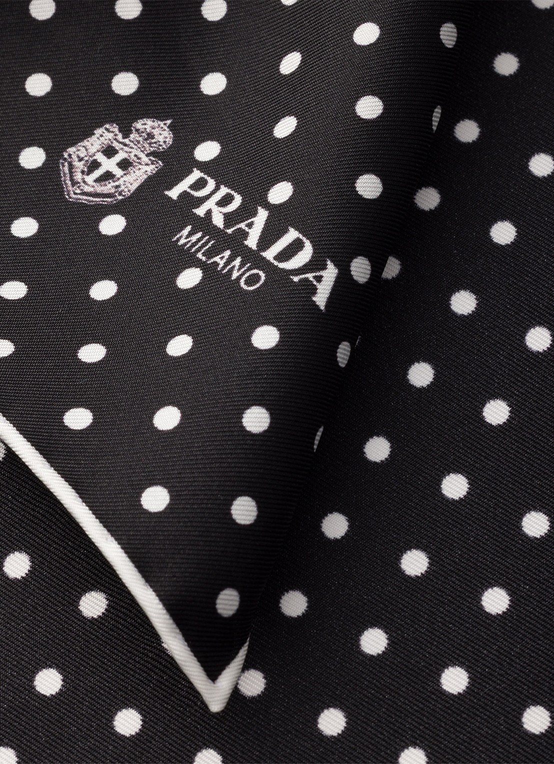 Prada Sjaal van zijde met stippenprint 65 cm - detail zwart