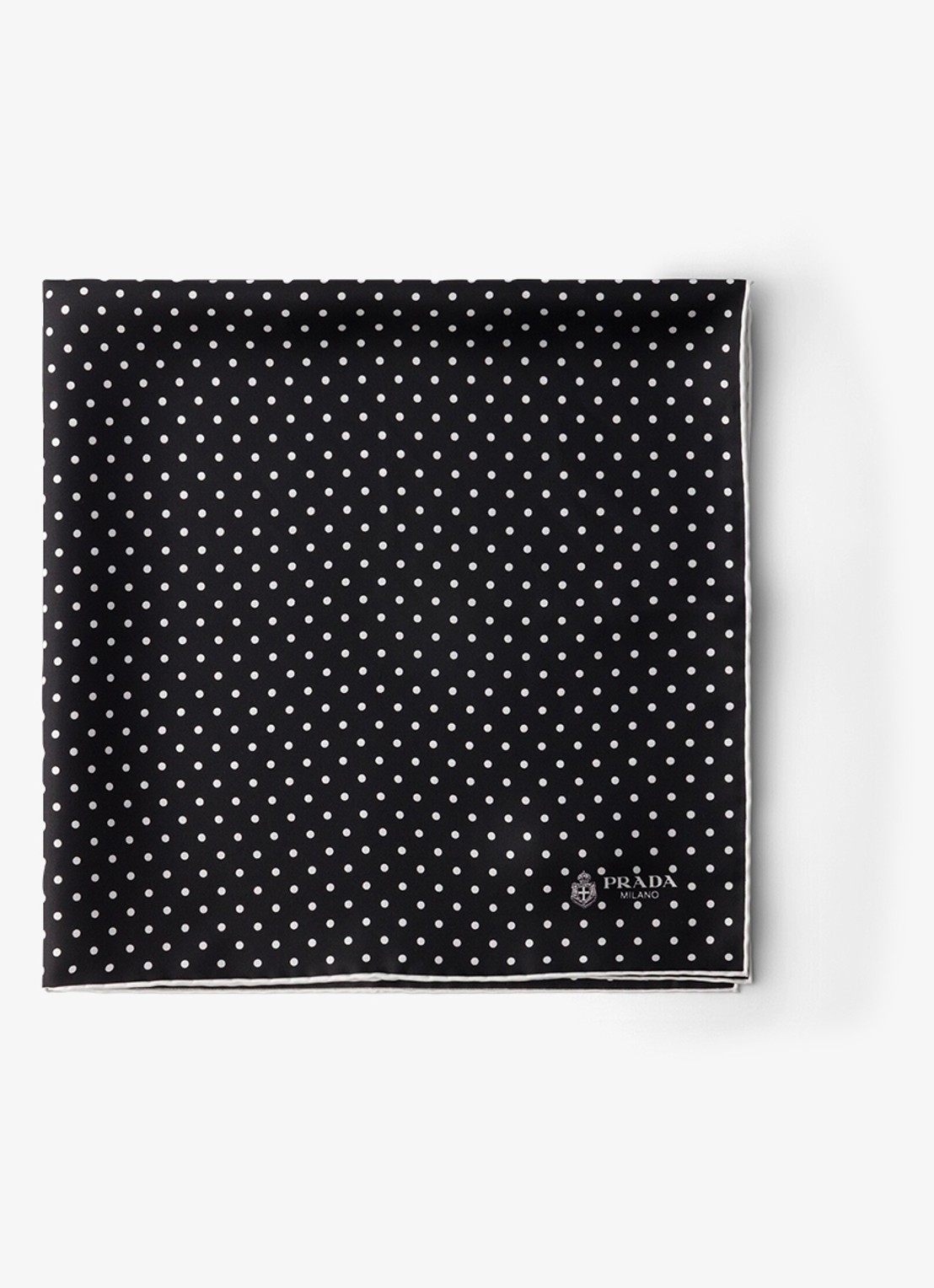 Prada Sjaal van zijde met stippenprint 65 cm - voorkant 2 zwart