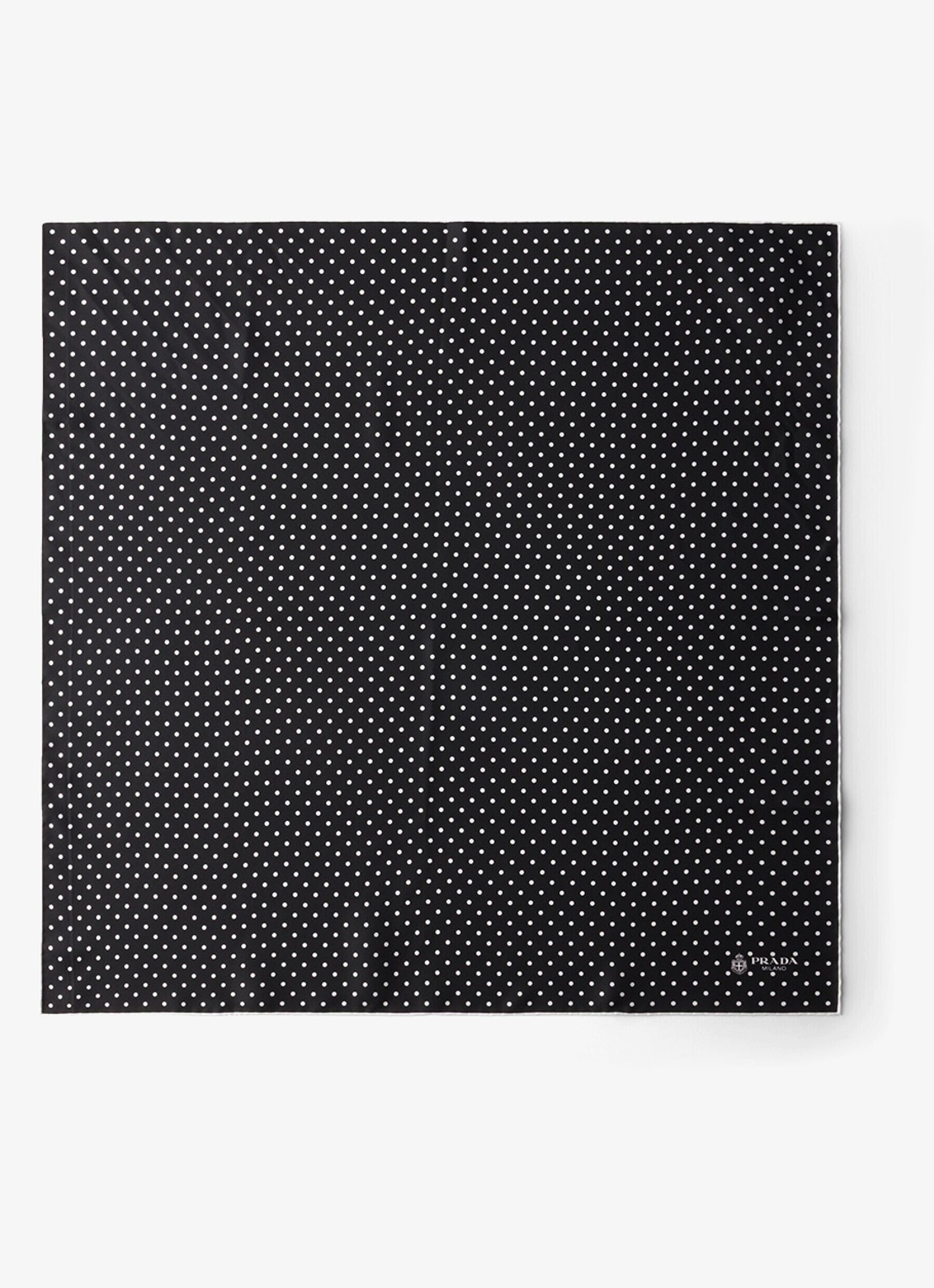 Prada Sjaal van zijde met stippenprint 65 cm - voorkant 3 zwart