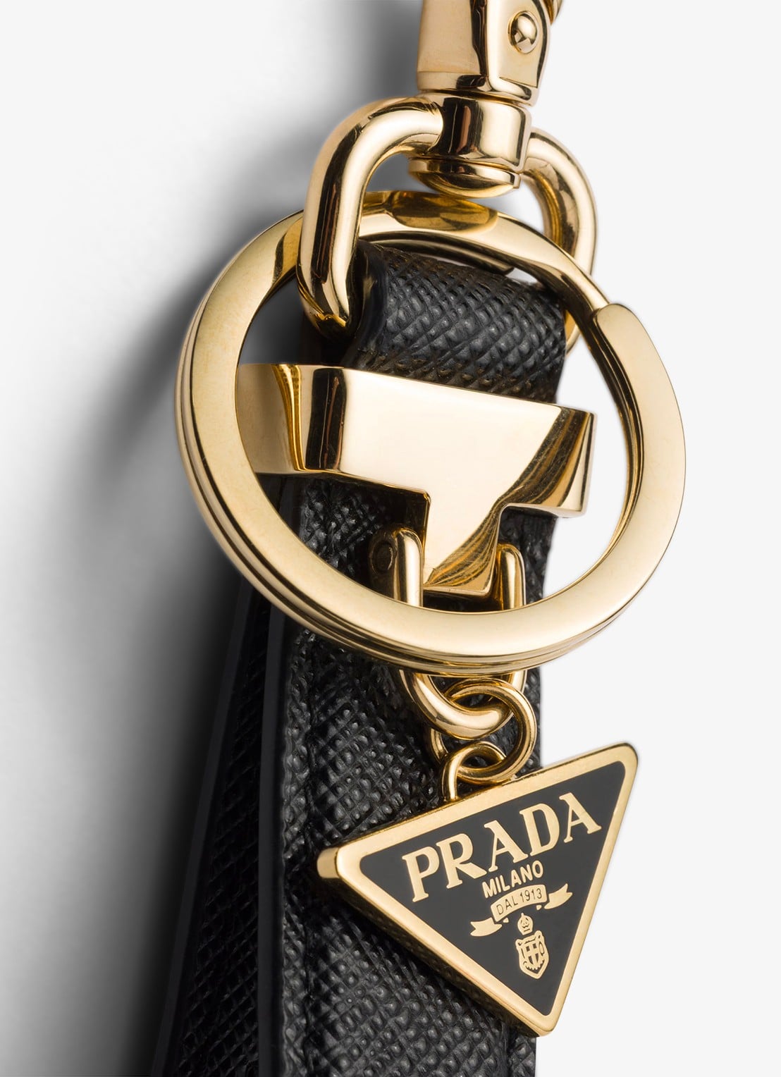 Prada Sleutelhanger van kalfsleer met logo - detail zwart
