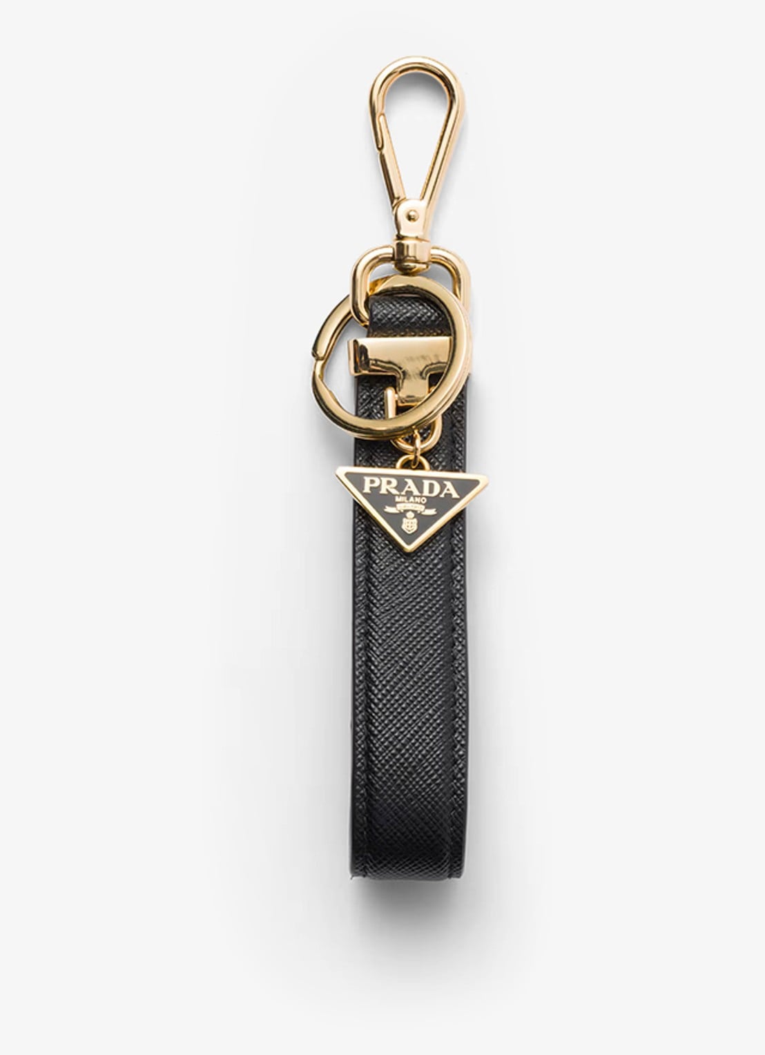 Prada Sleutelhanger van kalfsleer met logo - voorkant 3 zwart