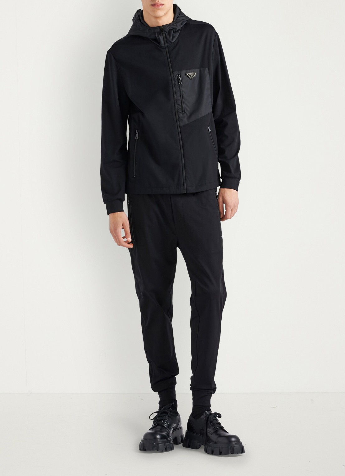 Prada Slim fit broek met ritszakken - voorkant 3 zwart