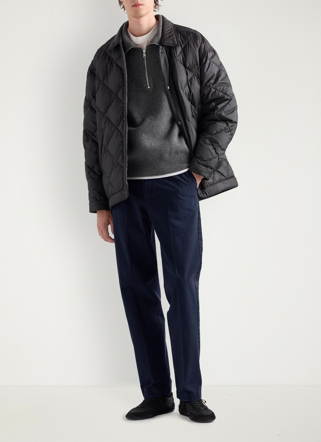 Prada Slim fit chino met steekzakken - voorkant 5 blauw