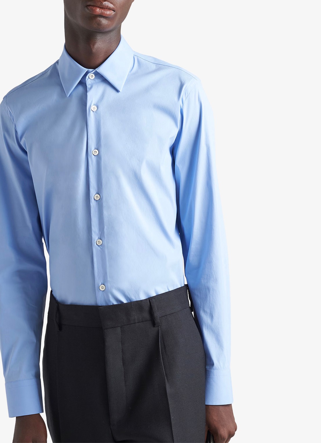 Prada Slim fit overhemd van katoen - detail 4 lichtblauw
