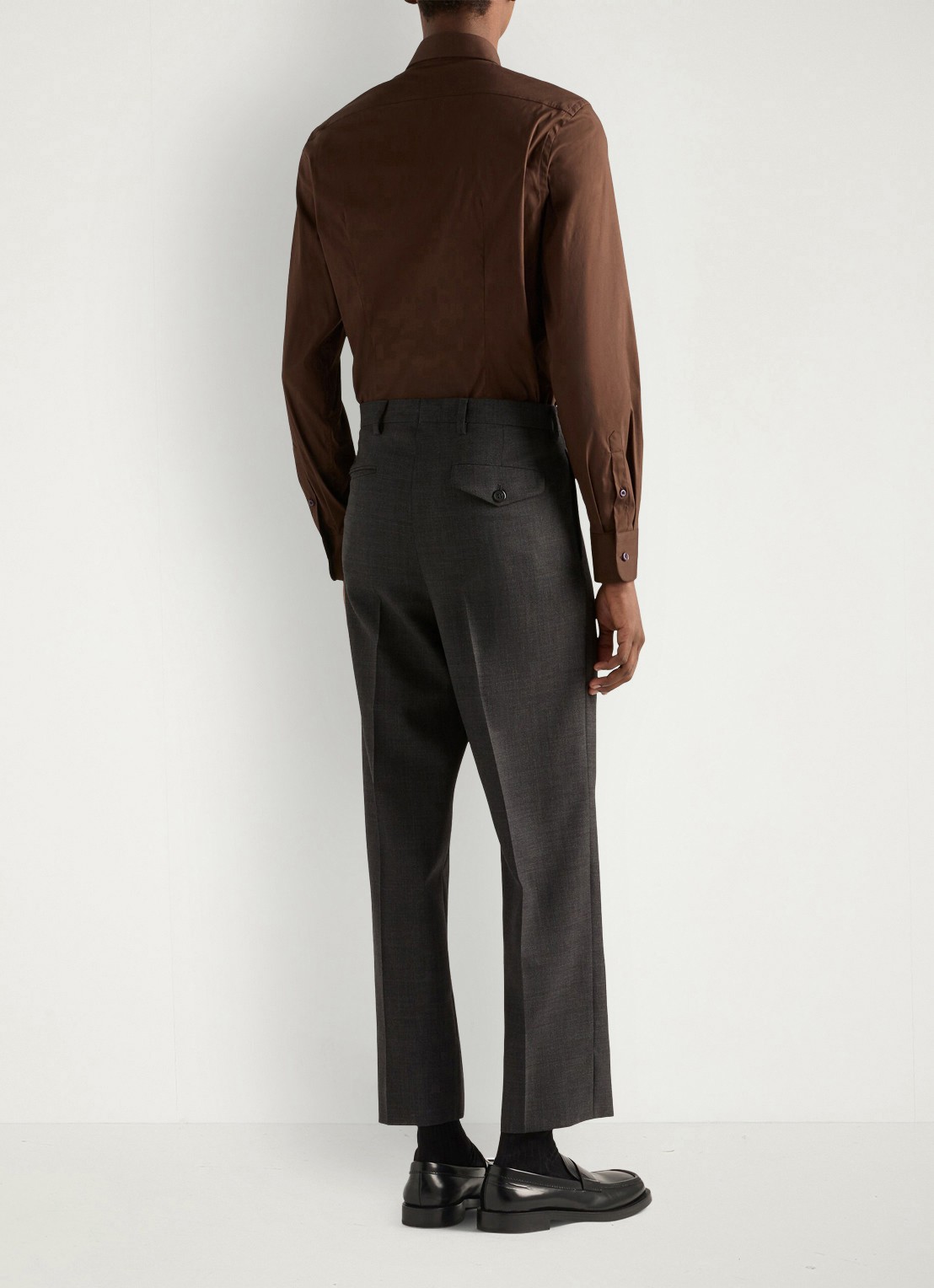 Prada Slim fit overhemd van katoen - achterkant bruin