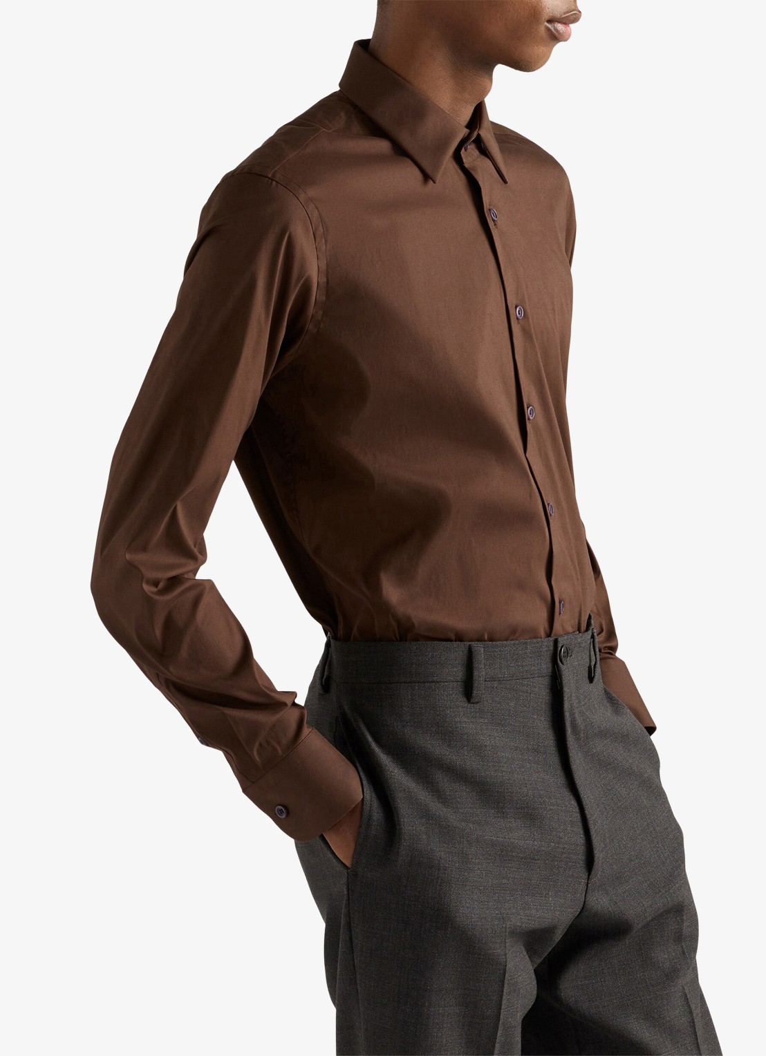 Prada Slim fit overhemd van katoen - detail 4 bruin