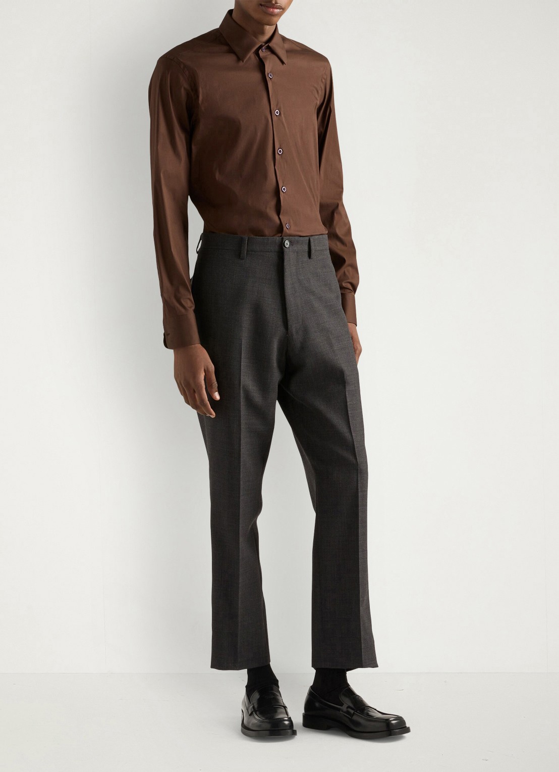 Prada Slim fit overhemd van katoen - voorkant 3 bruin