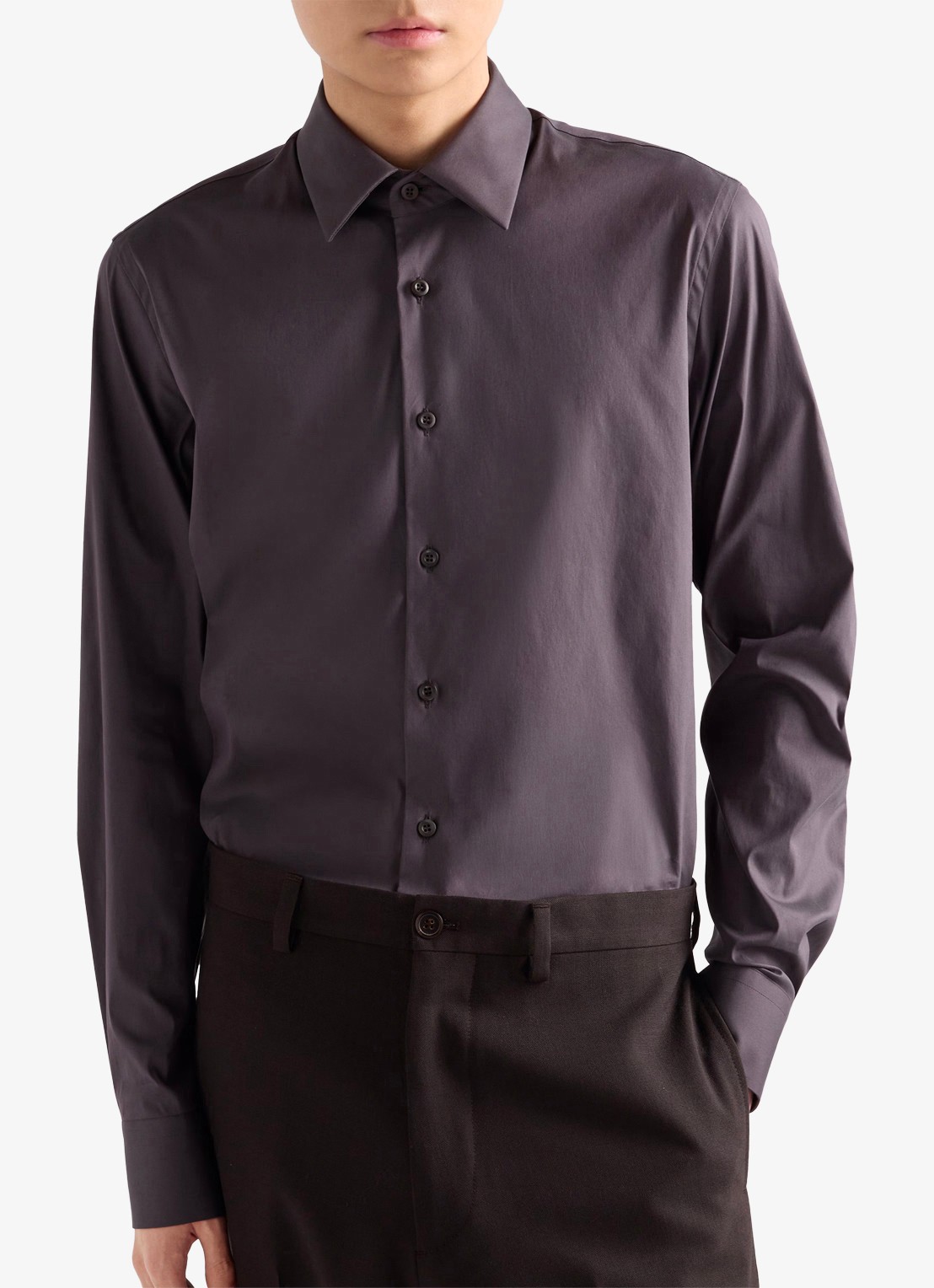 Prada Slim fit overhemd van katoen - detail 4 grijs