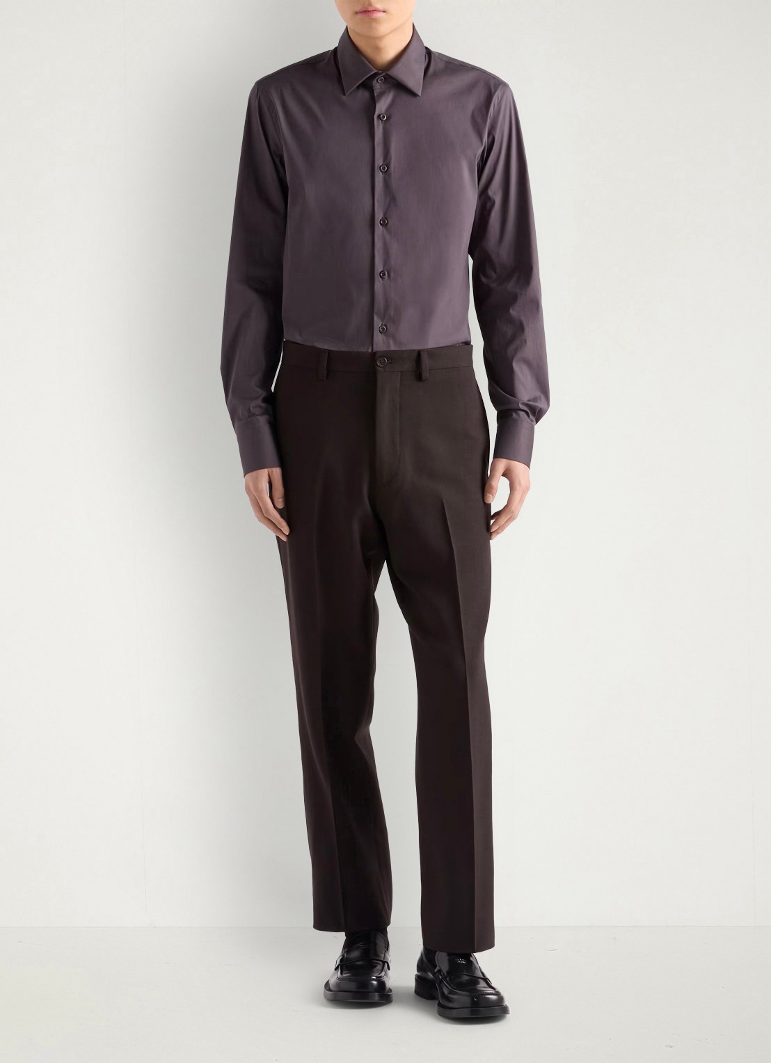Prada Slim fit overhemd van katoen - voorkant 3 grijs