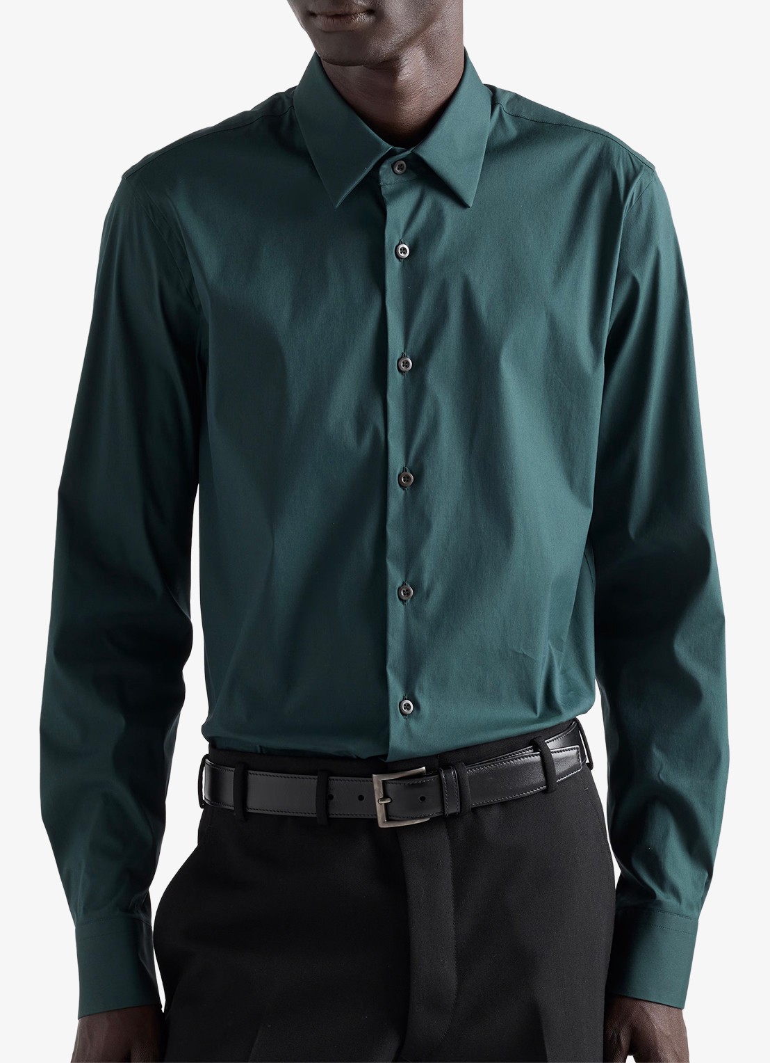 Prada Slim fit overhemd van katoen - detail 3 donkergroen