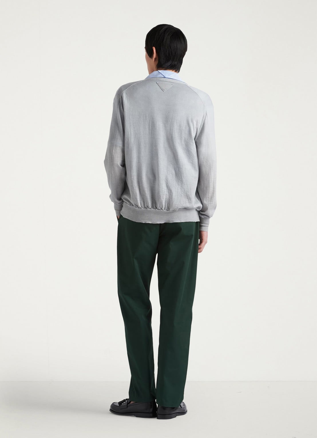 Prada Slim fit pantalon met plooidetail - achterkant 4 donkergroen