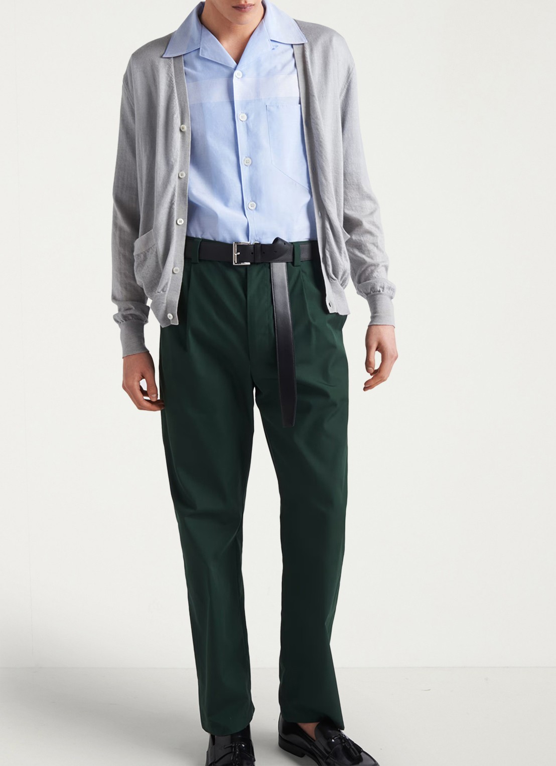 Prada Slim fit pantalon met plooidetail - detail donkergroen