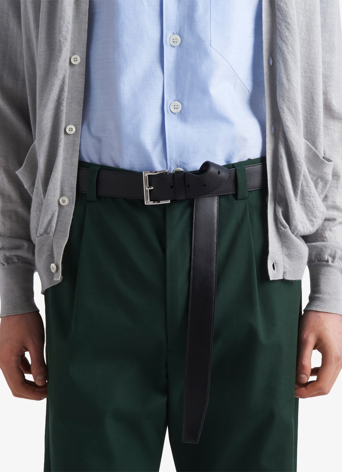 Prada Slim fit pantalon met plooidetail - detail 3 donkergroen