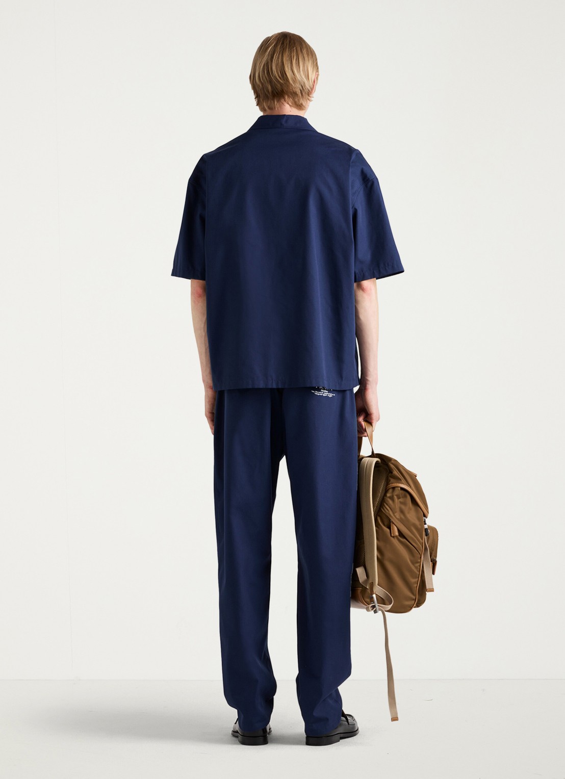 Prada Slim fit pantalon met plooidetail - achterkant 3 donkerblauw
