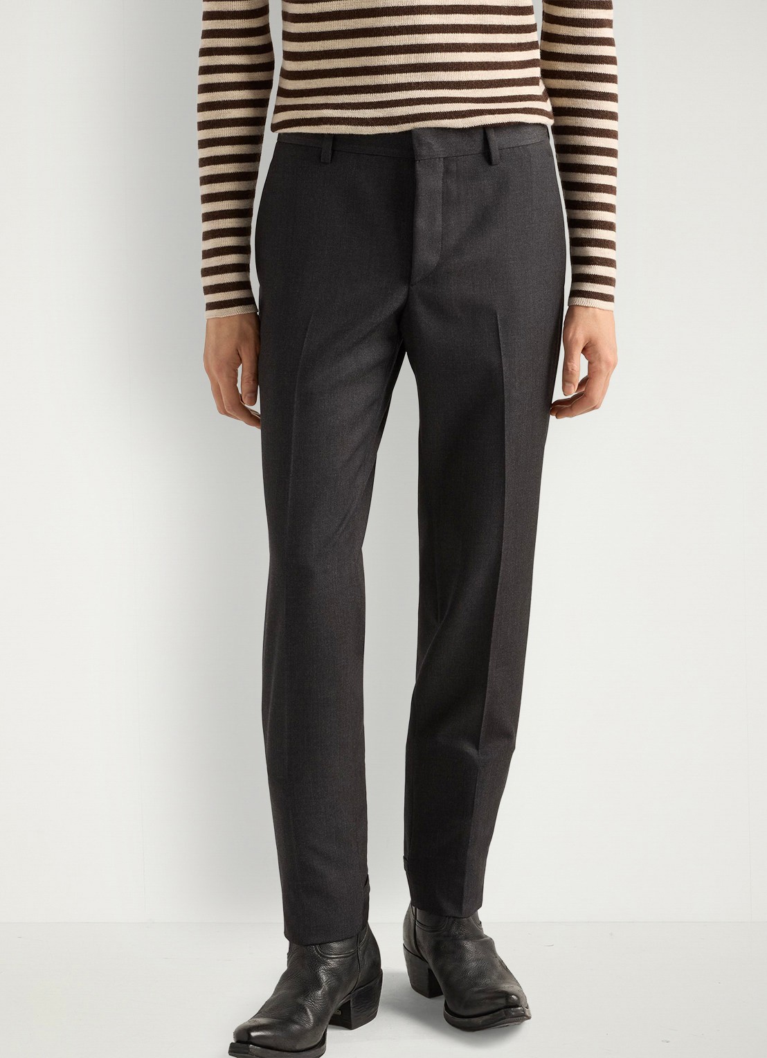 Prada Slim fit pantalon van scheerwol - detail antraciet